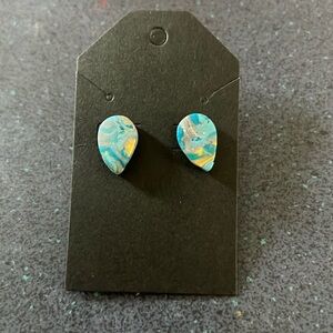 Handmade polymer clay teardrop stud earrings